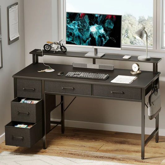 Linzy Home Office Work Computer Writing Desk With Drawers